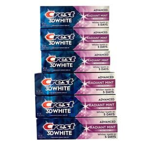 Lot 6 Crest 3D Advance Whitening toothpaste Radiant Mint, 4.4oz/3.03oz Exp: 1/28